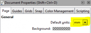 Set the "Default units" setting to "mm"