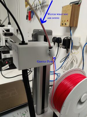 Inserting the filament.